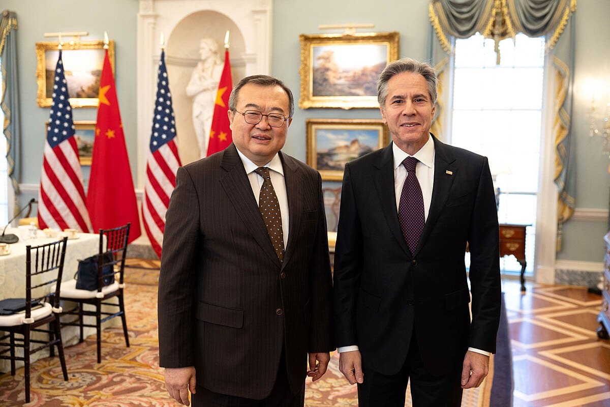 Secretary Antony J. Blinken meets with People’s Republic of China CCP International Liaison Department Minister Liu Jianchao at the Department of State in Washington, D.C., January 12, 2024. (Official State Department photo by Chuck Kennedy)